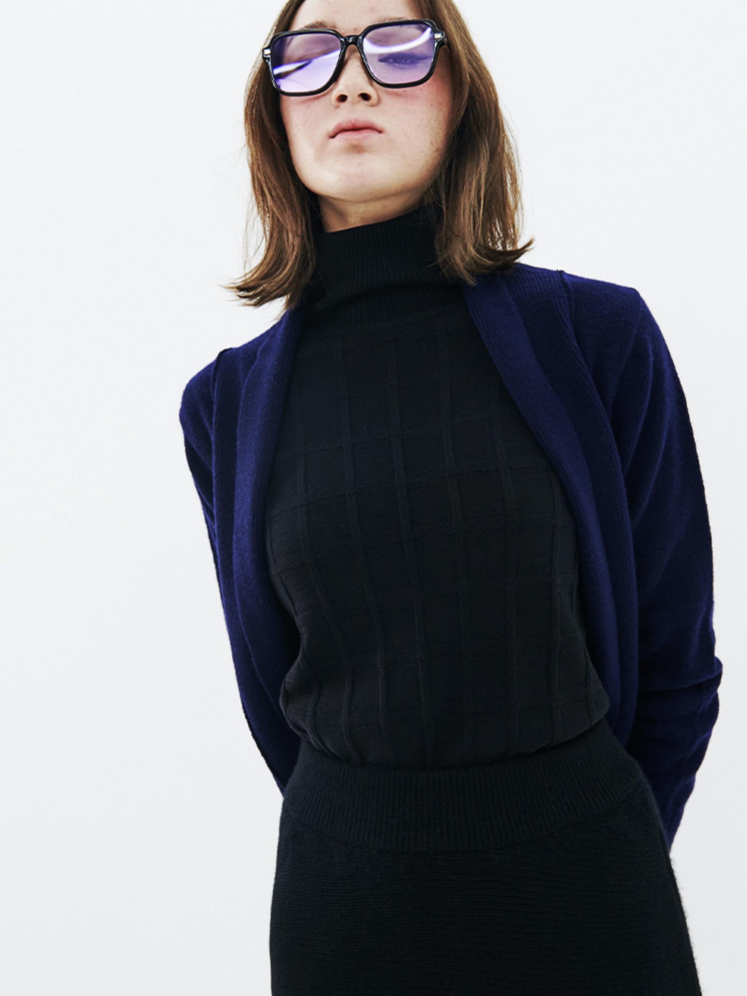Rohe Apparel Check Pattern Turtleneck Knit / Black Black/Free