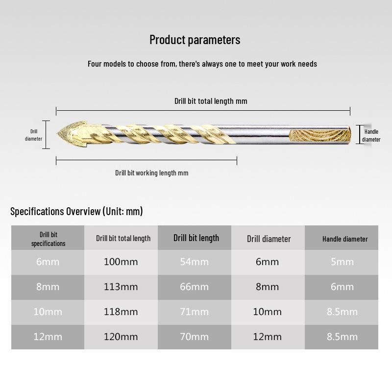 Super Hard Multifuntion Tile & Concrete Drill Bit Set with Magnetic Alloy & Triangle Tip for Glass.