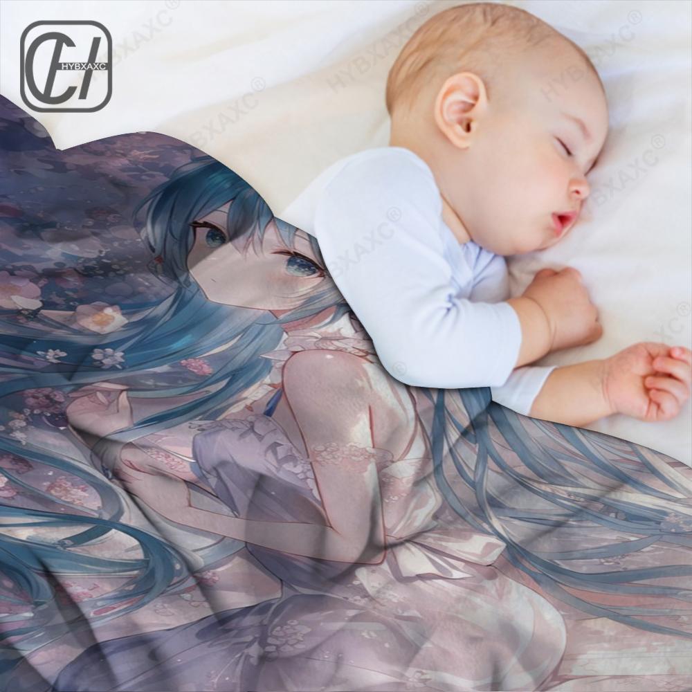 Throw Blanket Aesthetic Portable Home R18+Hatsune Travel Camping Miku Sofa Picnic Thick Warm Flannel Blanket