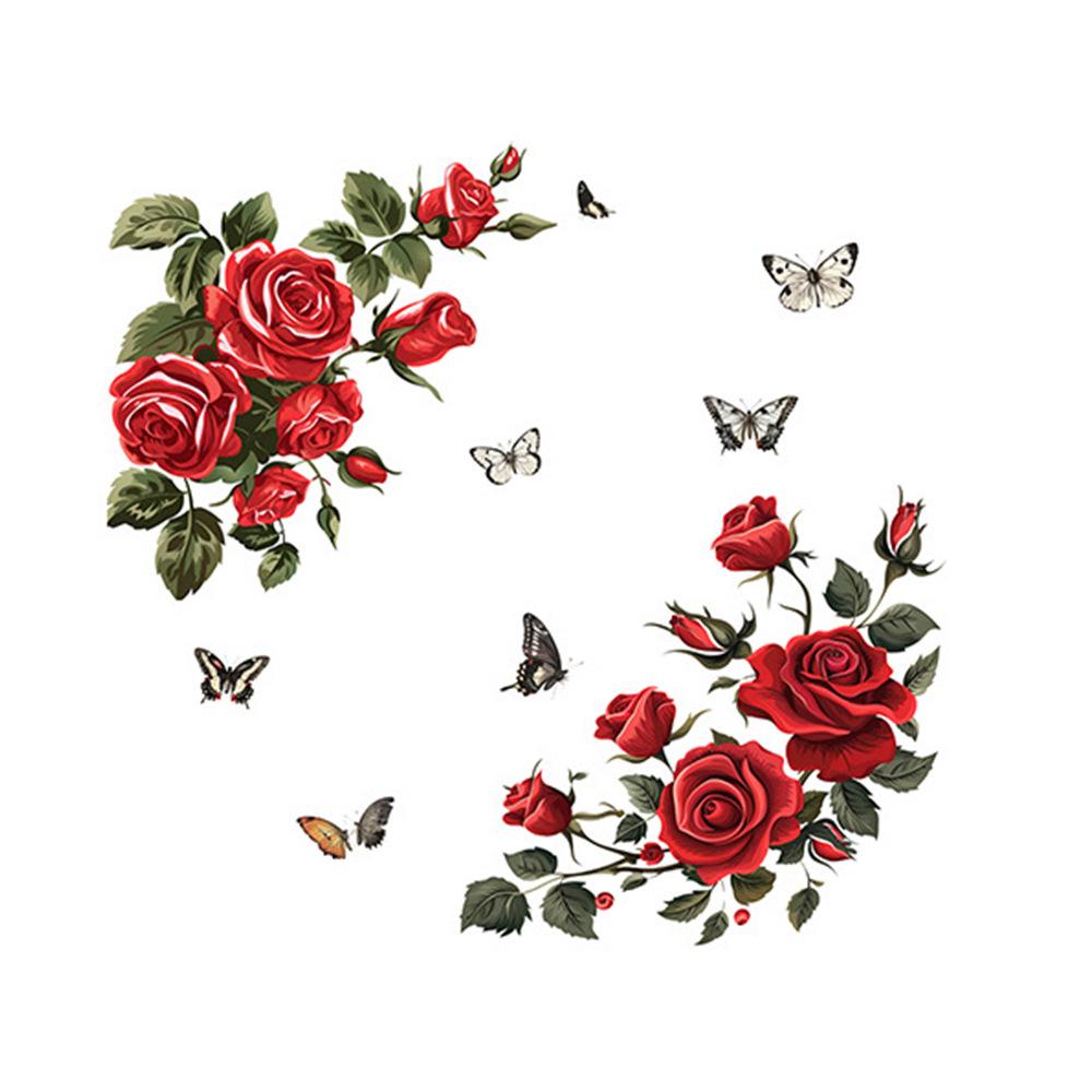 Removable Rose & Butterfly Wall Sticker for Living Room, Bedroom & Entrance - MLY392