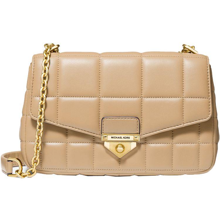 Michael Kors Soho Gold Buckle Flap Quilted Chain Shoulder Bag Women shoulder bag Camel 30F0L1SL3L-222 Basic Set (Bag+Dust Bag)