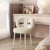 Butterfly Back Dressing Chair,Cute Lady Makeup Chair, Modern Small Computer Chair, Metal Foot Frame Paired with Lambswool Fabric