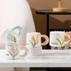 Tulip ceramic mug high value cup girls souvenir practical water cup office coffee cup with spoon