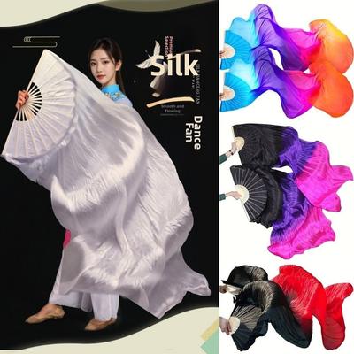 Éventail de Danse du Ventre Couleur Dégradée Longueur 150cm Long Éventail d'Imitation Danse Carrée Pour Enfant Femme