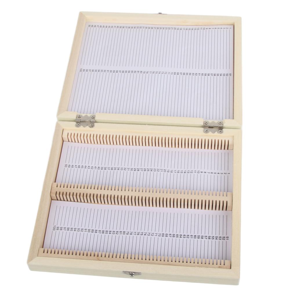 100 stk Biologi Glass Preparerte Mikroskopglass Prøver Tre Oppbevaringsboks Etui