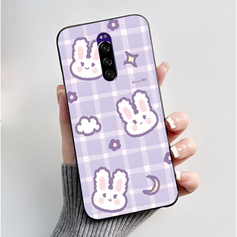For Sony Xperia 1 Casing Luxury Cute Love Rabbit Funny Black TPU Soft Silicone Protective Back Cover For Sony Xperia1 Phone Case