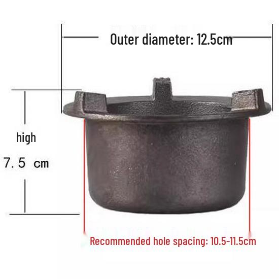 Cast Iron Inner Liner for Charcoal/Wood Stove, 12.5cm-13cm, Ideal for Charcoal Stove Modifications and Tea Brewing. Diameter 12.5cm