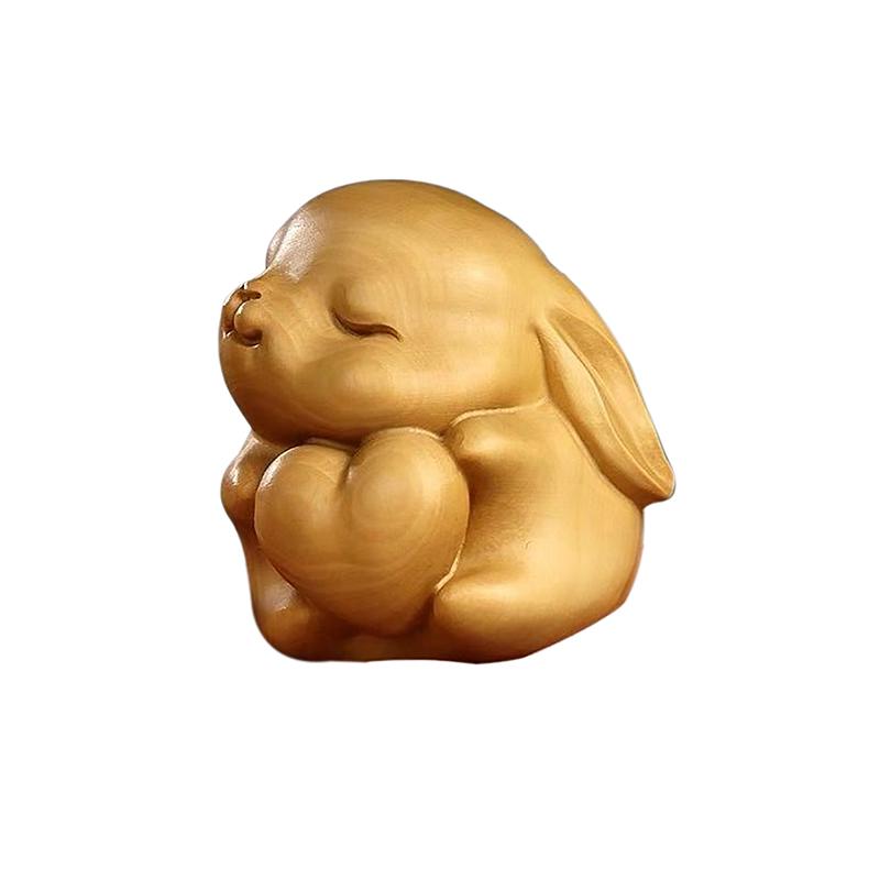 1PC Small Animal Statues Wooden Hand Carved Animal Statue Tea Pet Palm-Sized Home Decor Gift Sculpture