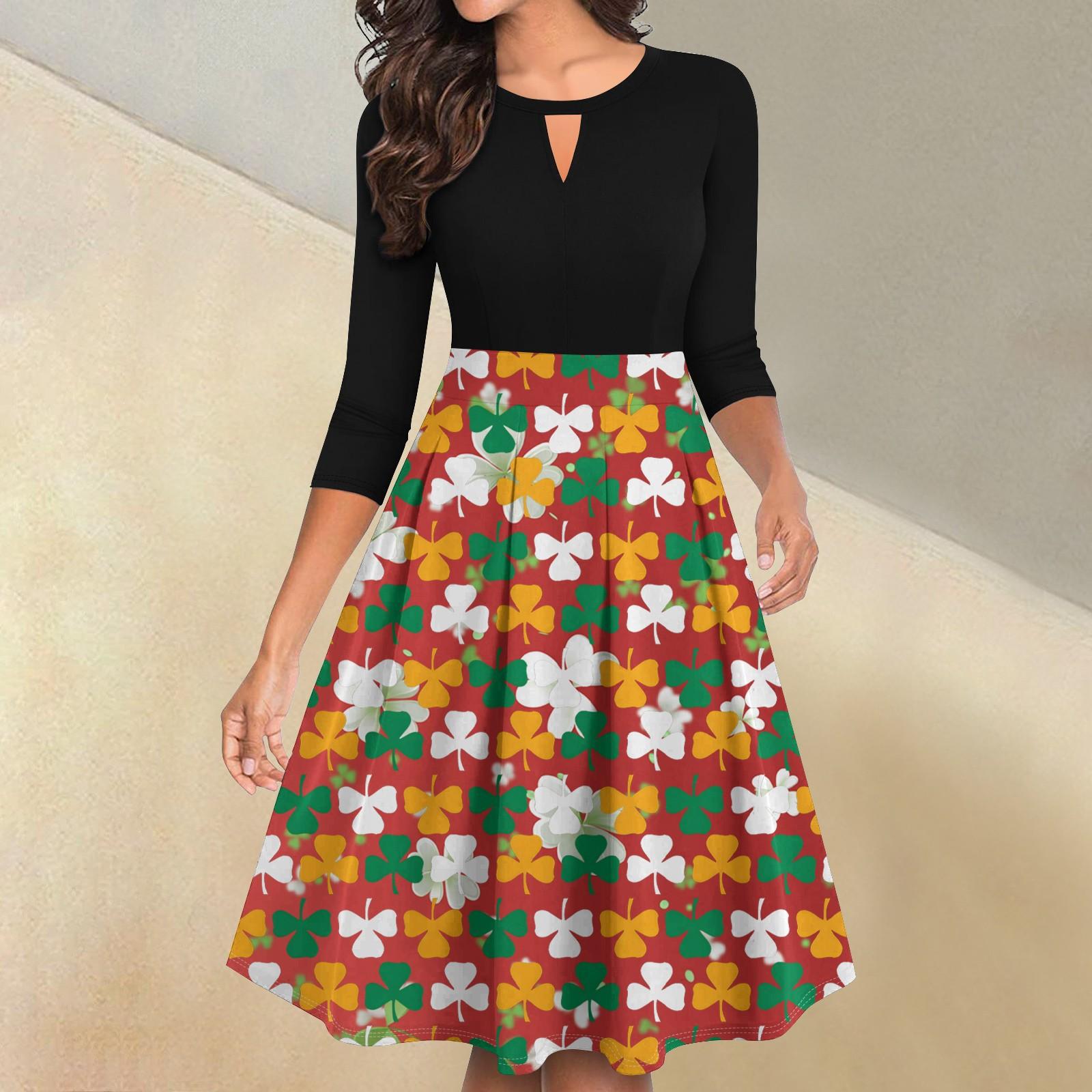 

Жіноча повсякденна та модна сукня з квітковим принтом із рукавом 3/4 із застібкою-блискавкою на спині XL рожевий