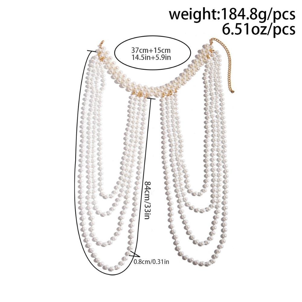 Metal Shoulder Tassels Costume Armband Elegant Shawl Pearl Body Chain  Party Decoration
