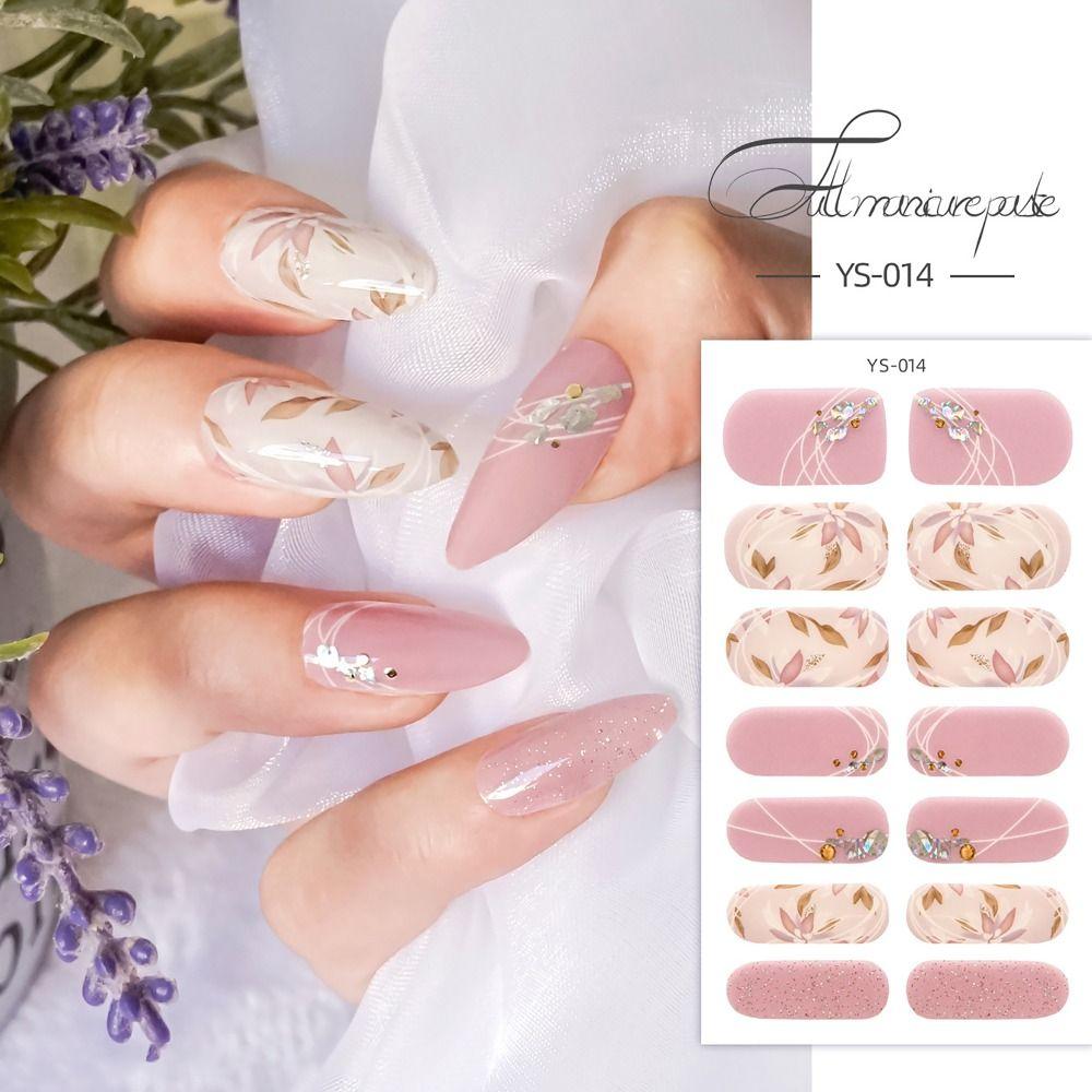French Nail Art Semi Cured Gel Nail Stickers Glittering Nail Art Stickers  DIY NAil Art Making