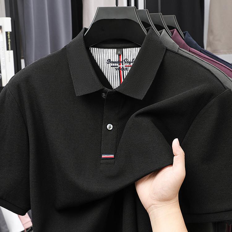 100% Pure Cotton High-end Luxury Men's Embroidered Summer Comfortable Breathable Polo Shirt, Daily Business Casual T-shirt Top