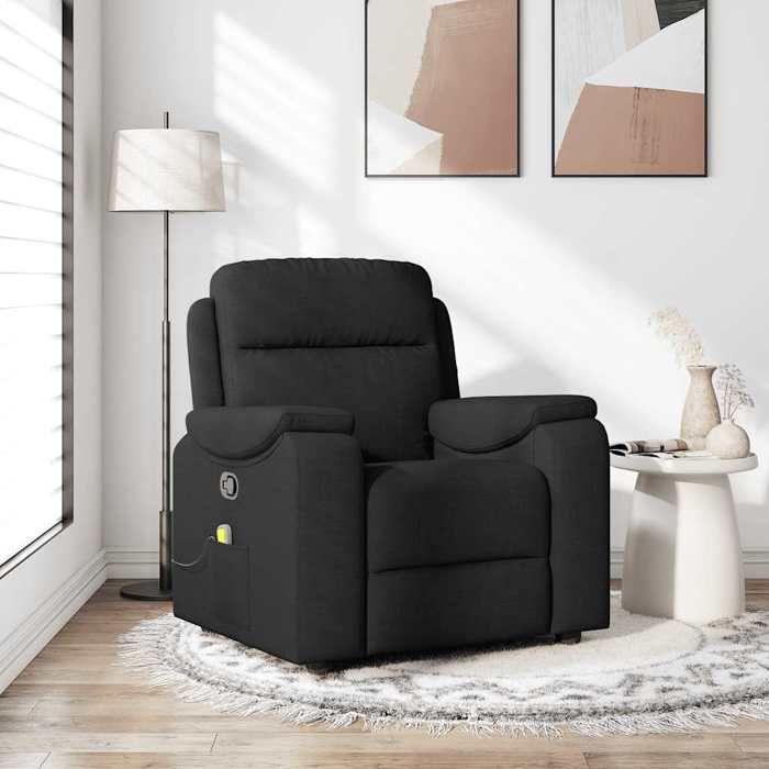 VidaXL Fauteuil de massage inclinable Noir Tissu, fauteuil de massage, fauteuil, fauteuil canapé, fauteuil de bureau de 4015692