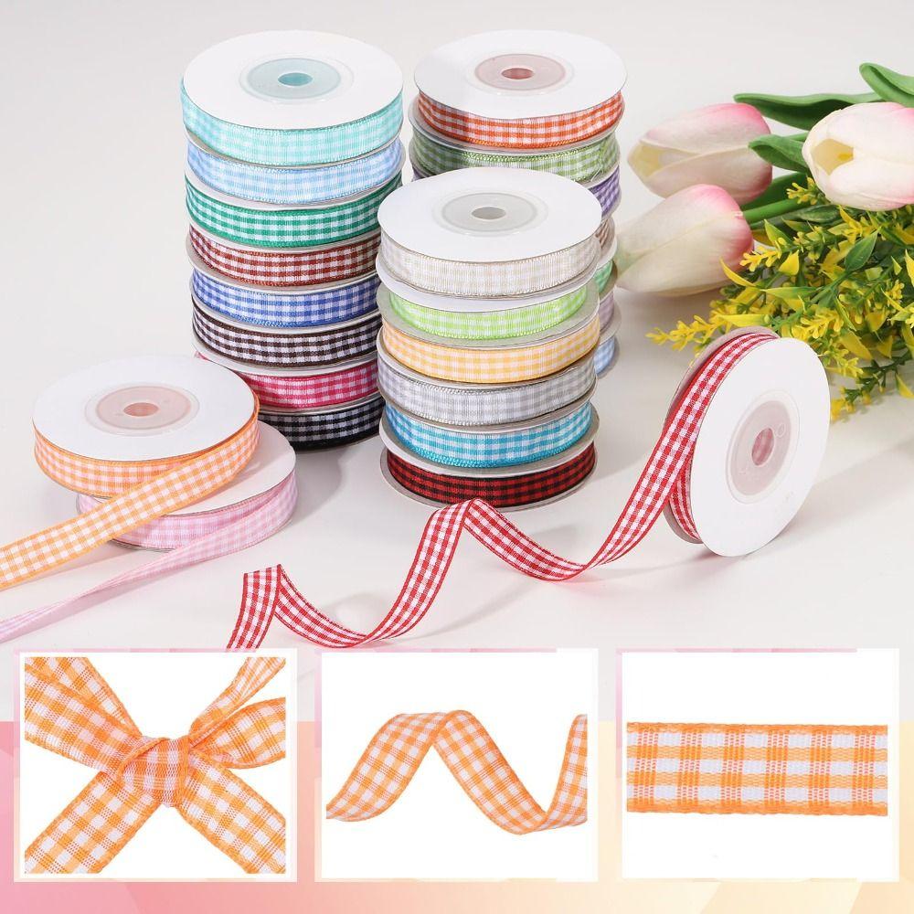 2CM Plaid Ribbon 50 Yard Korean Ribbons Creative Roll of Satin Ribbon Party Decoration