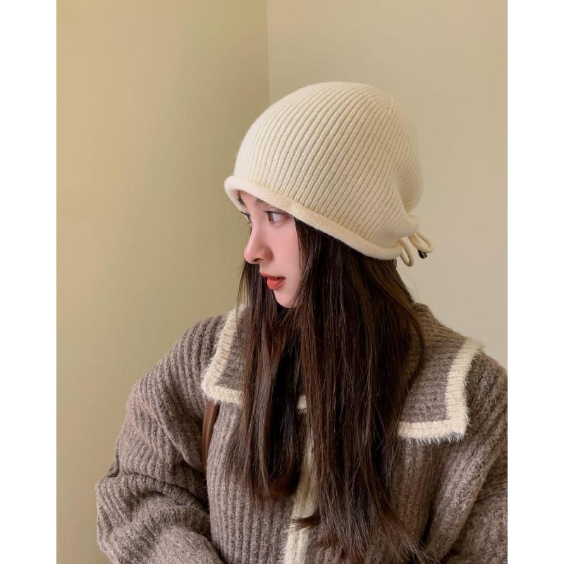 Duoduo Hat with Big Head Circumference Versatile Casual Cold Hat Warm Hat Couple Ear Protection Knit Hat Showing Small Face