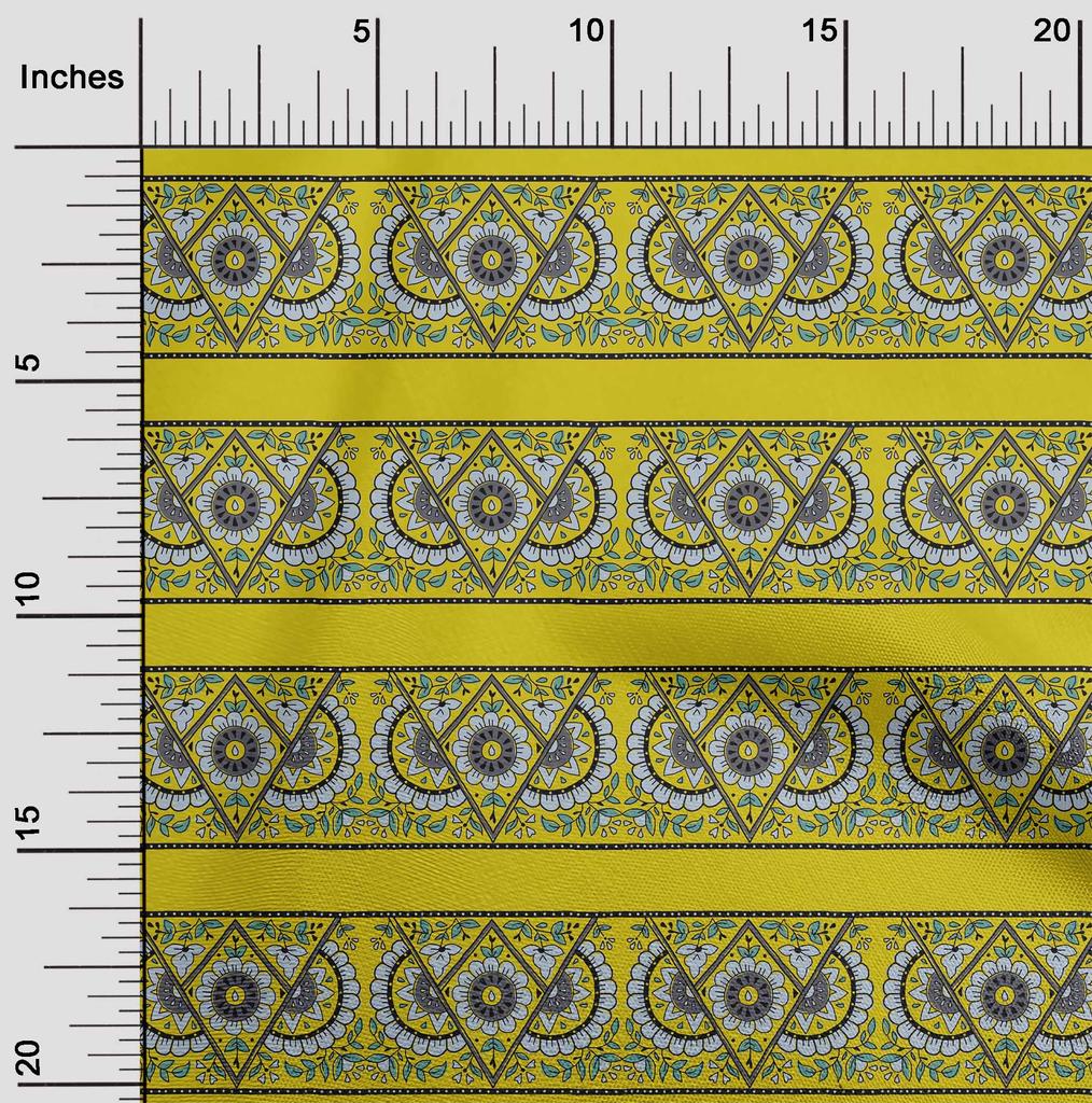oneOone Cotton Flex Fabric Geometric|Leaves & Floral Block Printed Fabric 1 Yard 40 Inch