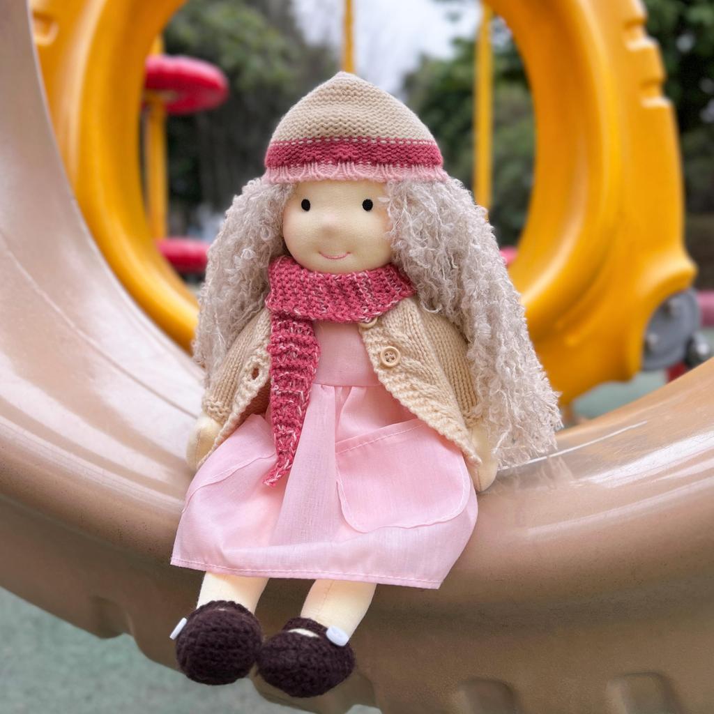 BlissfulPixie Waldorf Handmade Abigail Cute Plush Girl Perfect for Kids Doll, Doll, 30cm, Soft, Doll,