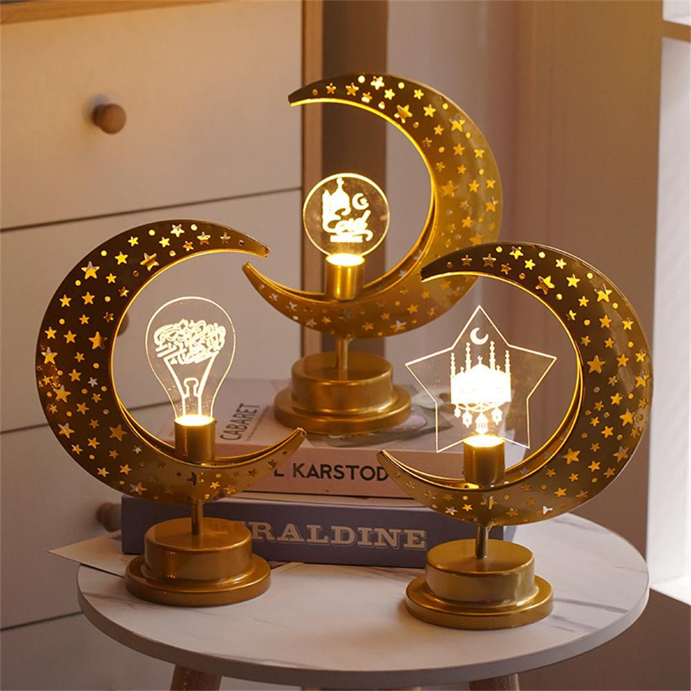 Bedside Lunar Lamp Acrylic+Iron Moon Shaped LED Table Lamp Crescent Night Light for Home Bedroom