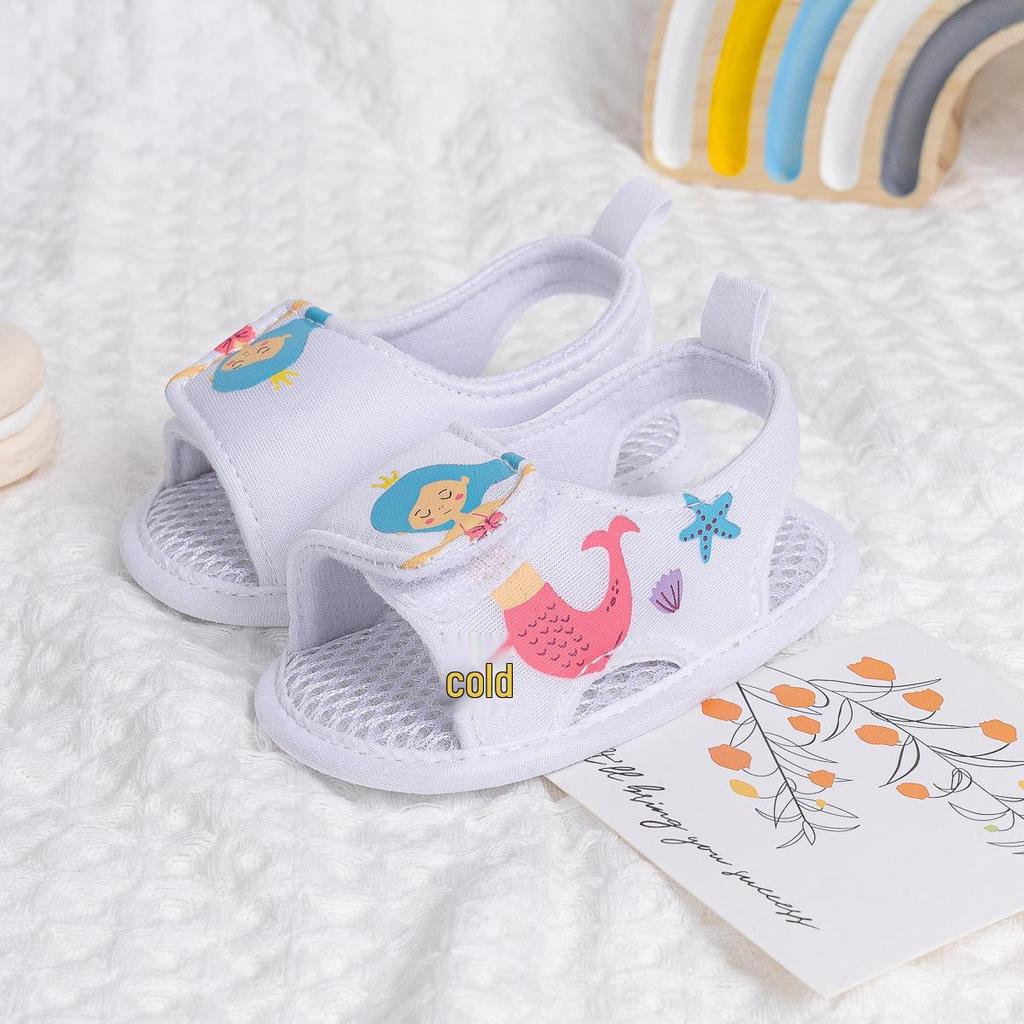 Breathable Cartoon Open-Toe Baby Walking Sandals with Velcro and Soft Sole