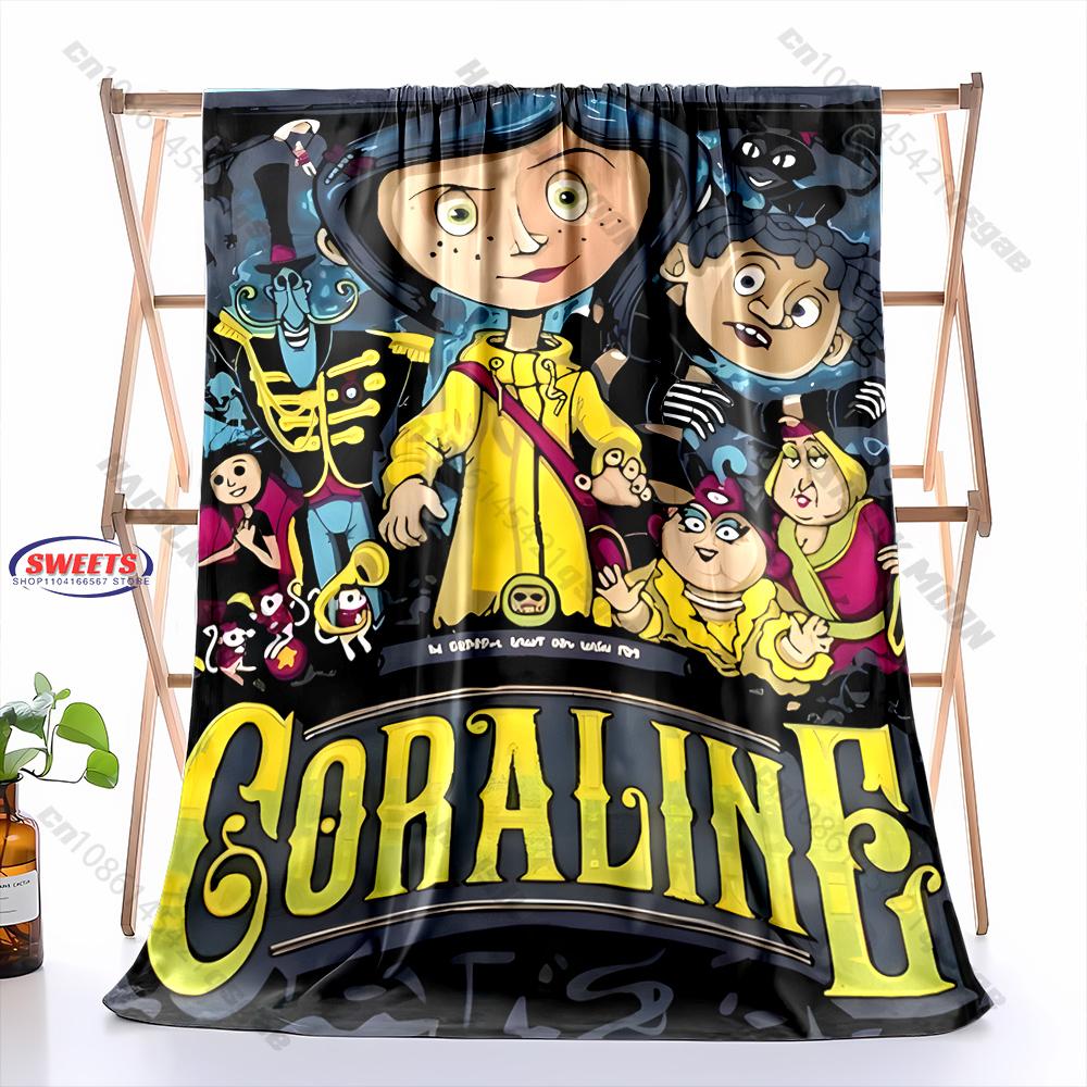 6 Sizes C-C0raline Print Blanket Warm Soft and Comfortable Home Travel Blanket Sofa Bedding Cover Blankets Gift for Friends Kids