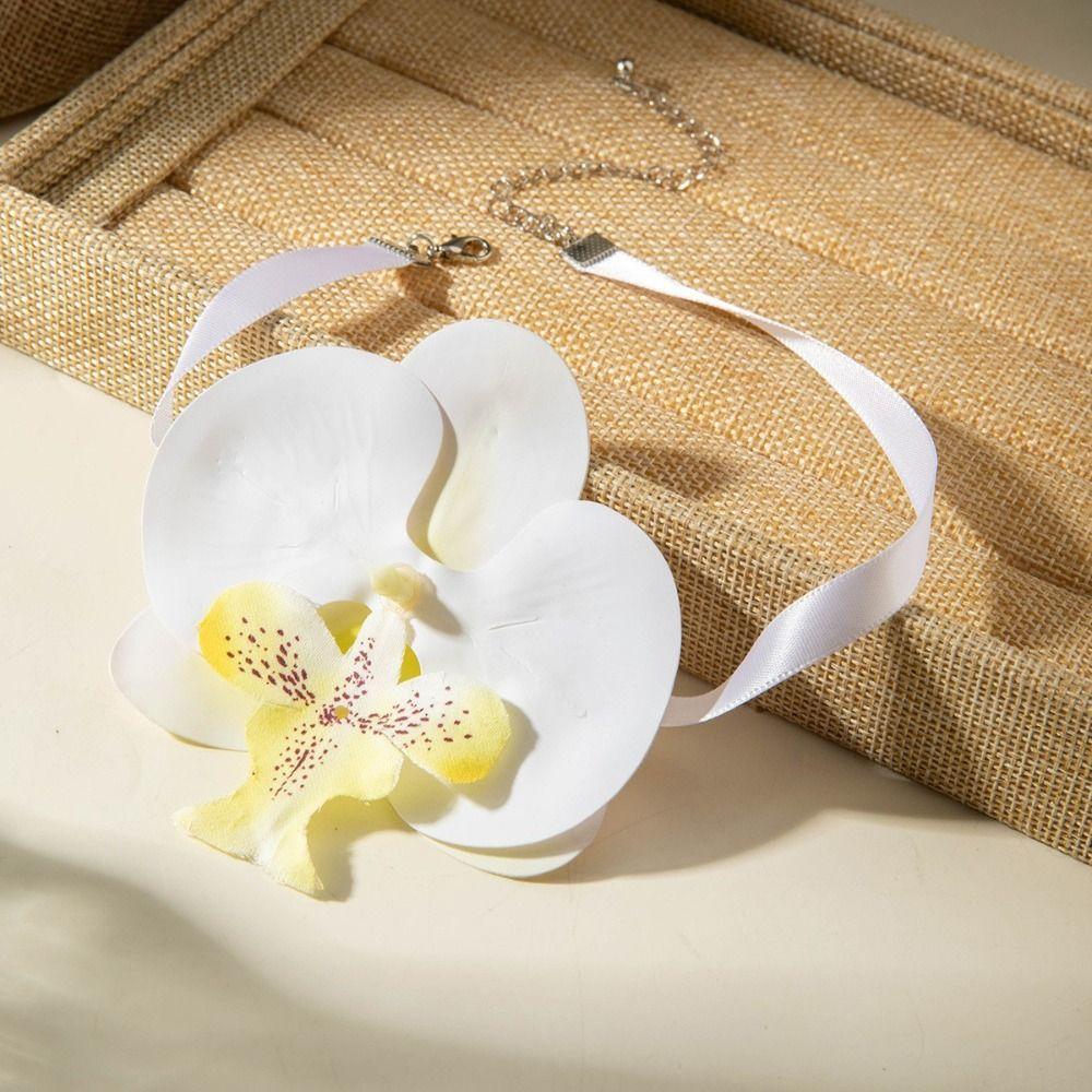Charm Phalaenopsis Collarbone Chain High-end Flower Choker Exquisite Flower Necklace for Gifts