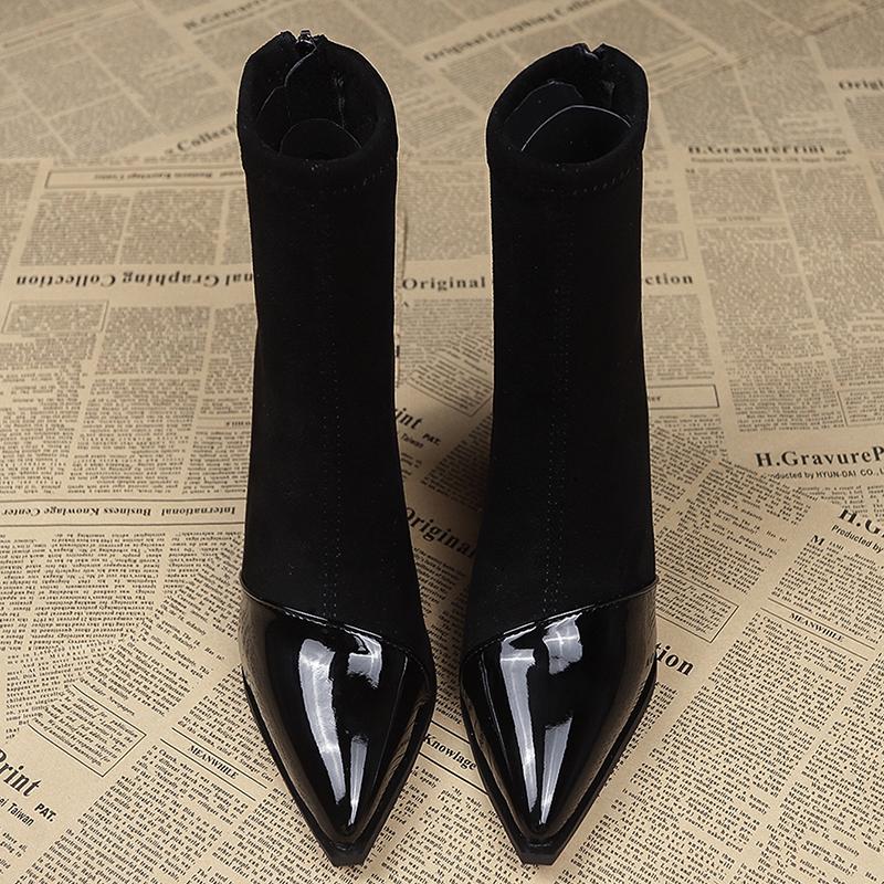 Ankle Boots Women Chunky Mid Heels Suede Shoes Woman Pointed Toe 2024 Trend Winter New Goth Walking Snow Chelsea Botas De Mujer