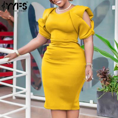Women's Fashion Summer Spring Solid Color Print Short Sleeve O-Neck High Waist Casual Dresses