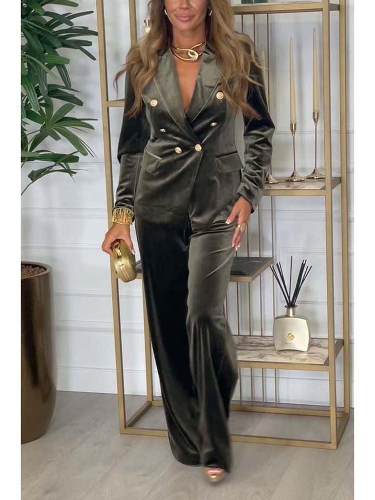 2024 Neue Herbst/Winter Damenmode Zweireihiger Samtanzug