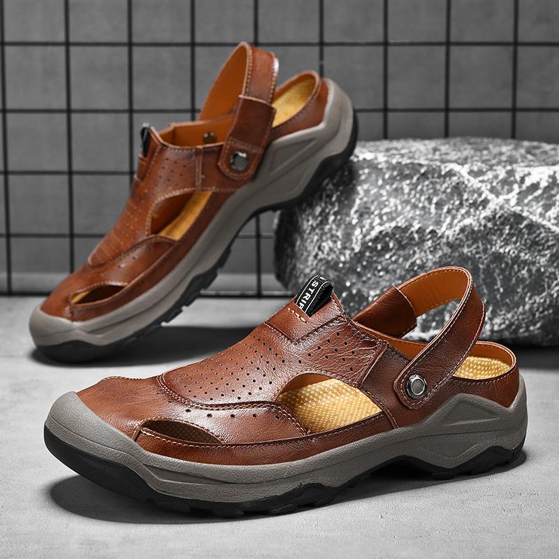 Fashion Men's Shoes Handmade Mens Loafers Luxury Brand Mens Slip on Walking Shoes Breathable Beach Sandals Leather Fashion Flats Men