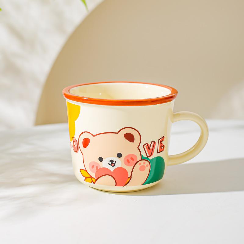 Design Sense Niche Office Water Cup Cute Pet Cartoon Illustration Animal Mug Household Couple Milk Breakfast Cup