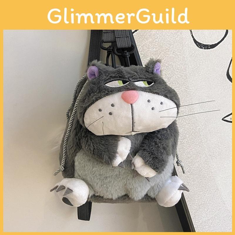 Lucifer Cartoon Cat Plush Shoulder Bag With Drawstring Closure For Use Daily