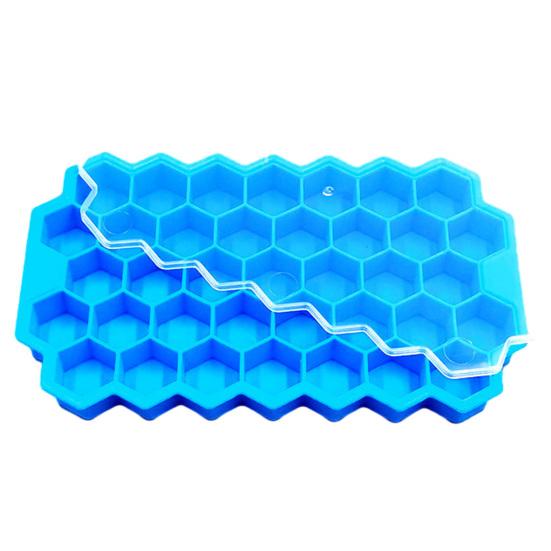 Silicone Ice Cube Mold 37-Cavity Honeycomb Ice Cube Tray with Lid Large Capacity Food-Grade Mold for Freezer And Drinks