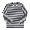 Comme Des Gar Ons 1 Play Red Heart Wappen Stripe Long Sleeve Tee Ax T164 051