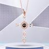 Cross Necklace Shiny Novelty Design Alloy Cross 100 Languages I Love You Projection Necklaces for Daily Dress