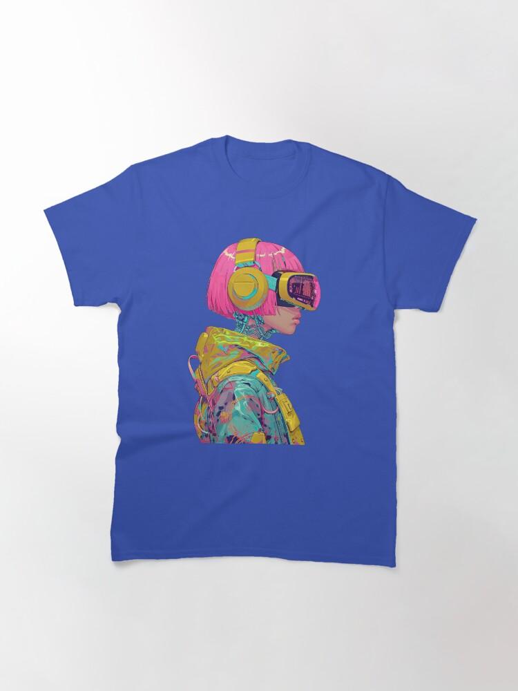 

Cyberpunk Girl with Visor Classic TShirt 2026 Summer Mens Womens Luxury Fashion Cotton Tshirt Street Wear Y2K Mens Clothse S