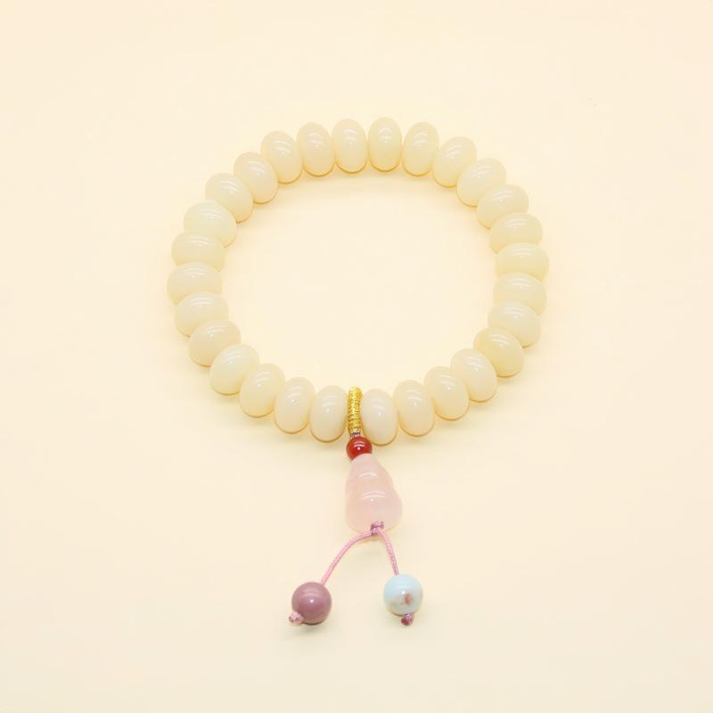 Natural White & Creamy Yellow Jade Bodhi Root Double-Strand Bracelet - New Chinese Design for Women