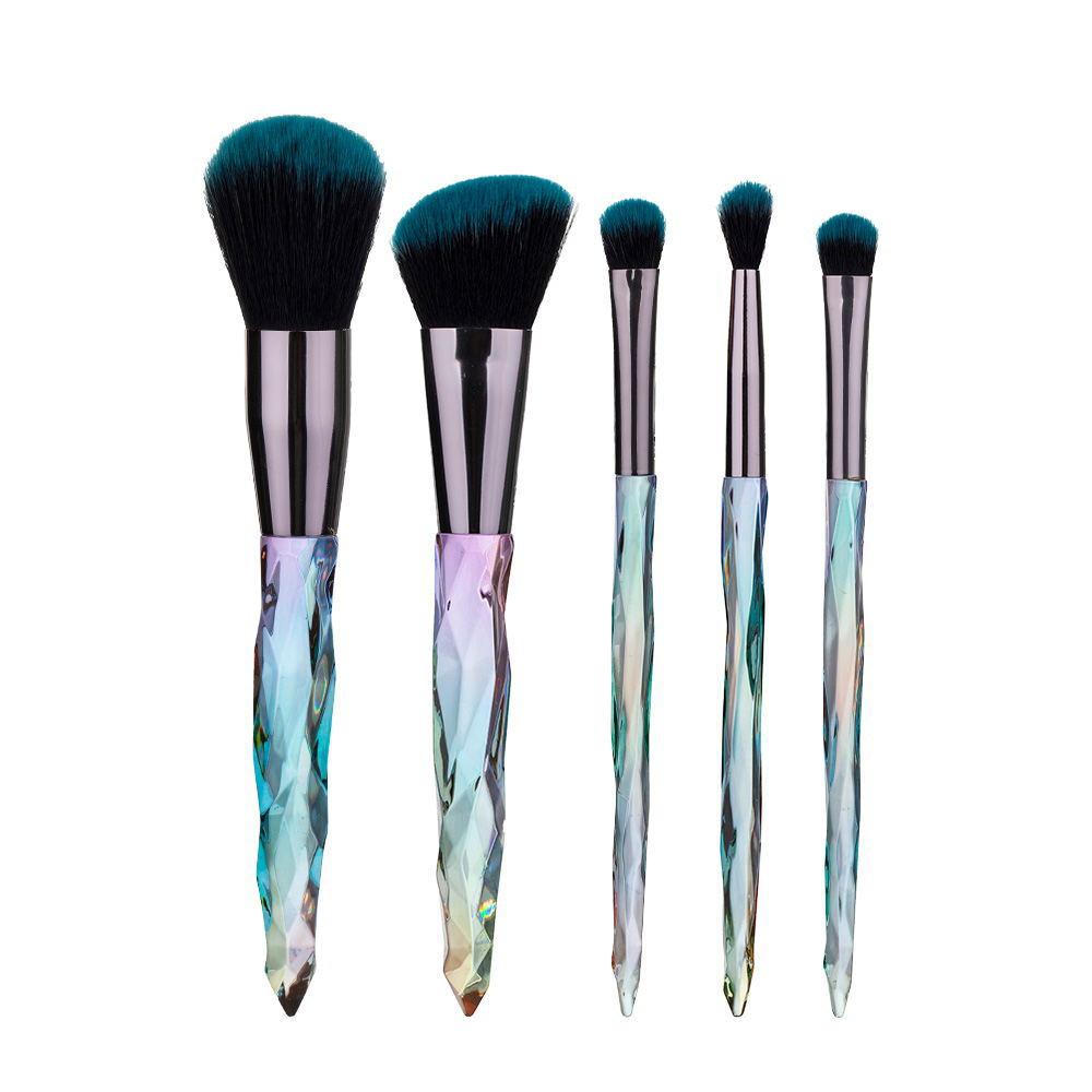 New 5 Makeup Brushes Set Colorful Diamond Transparent Makeup Brush Set Crystal Handle Beauty Makeup Tool
