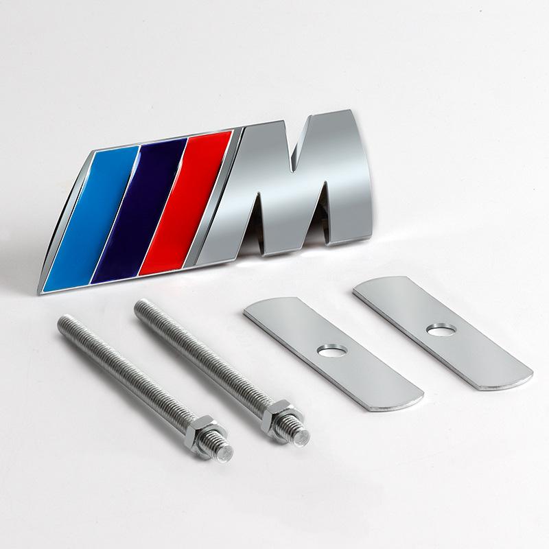 3D Metal M Sport Grille Badge, Clip-on Front Grille Emblem Sticker Fit BMW 1 3 5 Series X1 X3 X5 X6, No Disassembly Mod Logo center mesh logo (with screws)