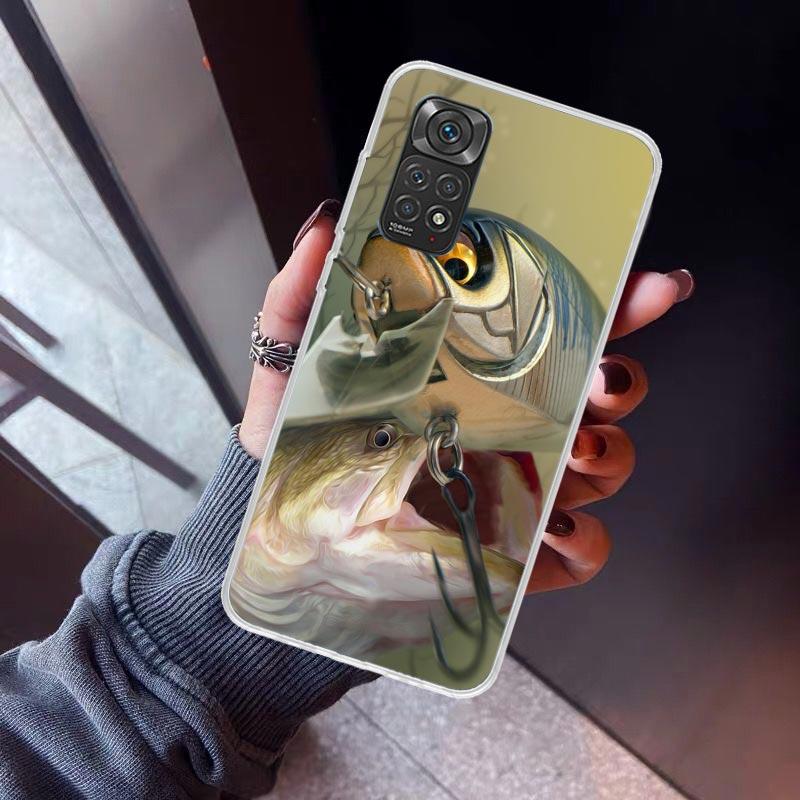 Carp Fish Fishing Rod Hook Phone Case For Xiaomi Redmi Note 15 14 14S 13 12S 12 Pro Plus 11S 11 10S 10 4G Cover 11E 11T 5G Print