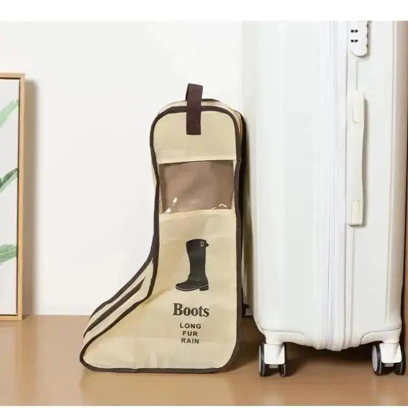 Home Shoes Storage Bags Portable Design Rain Boots Visible Dustproof Cover Household Travel Zipper Pouch Organize Accessories