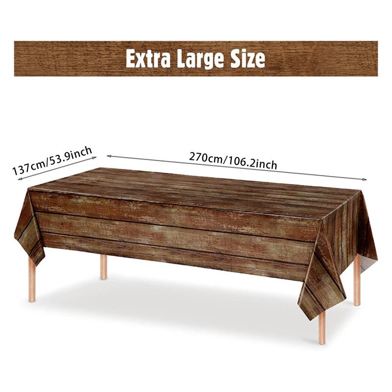 Imitation Natural Wood Grain Tablecloth Vintage Rustic Farm PE Table Cover for Birthday Home Wedding Party Decor Easy to Install Clean Fast Delivery