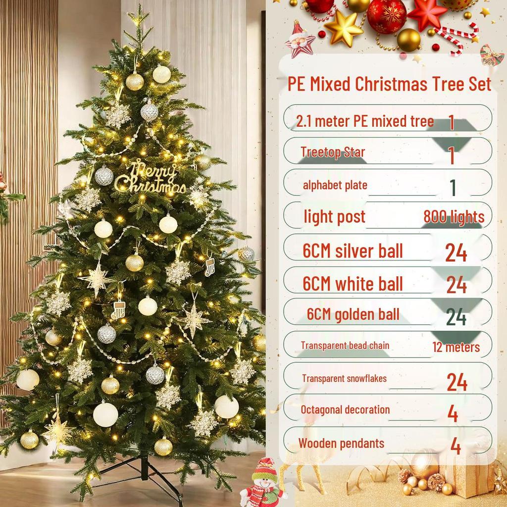 Simple Fresh PE Christmas Tree Set - 1.5/1.8/2.1/3m for Home & Mall
