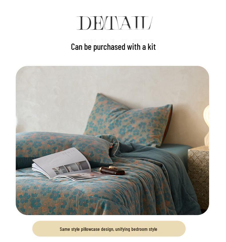 2026 A-Class Cotton Double Layer Jacquard Summer Quilt 4-Piece Set - Breathable, Non-Stuffy, Machine Washable Bedding