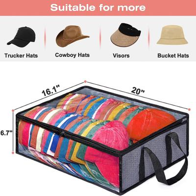 Borsa portaoggetti per cappelli, grande capacità, facile accesso, può contenere 40 berretti da baseball, pieghevole con manici robusti, borsa trasparente per cappelli, per uso domestico.