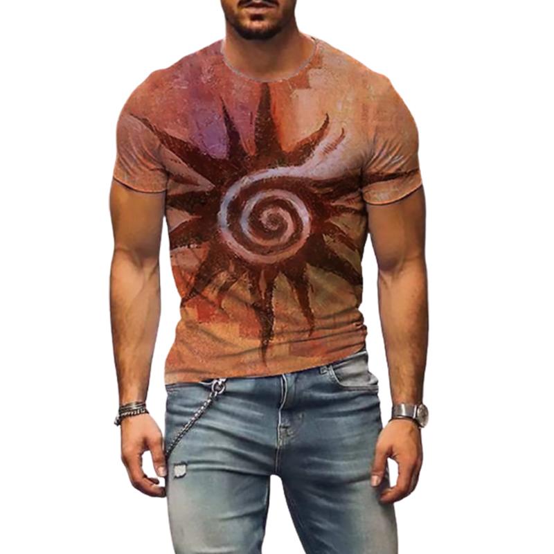 Nové letní pánské módní tričko Osobnost Vícebarevné pánské tričko s křížovým potiskem