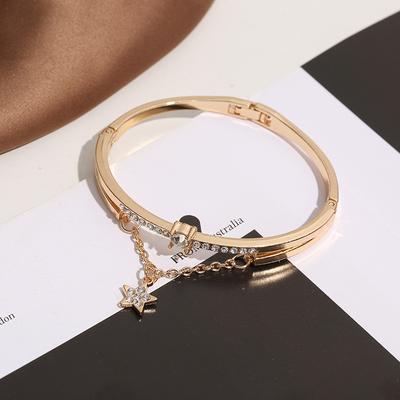 New Internet Celebrity Student Fashion Korean Version Five-pointed Star Diamond Bracelet Fashion Bracelet European and American Crystal Jewelry