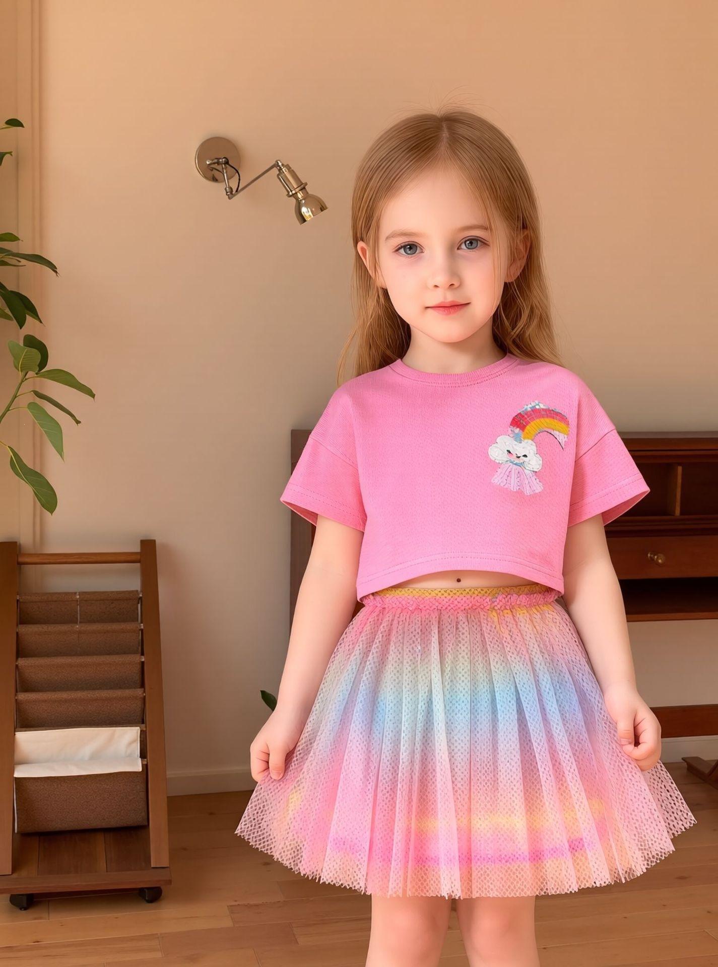 Girls Summer Lightweight Tulle Dress Set Cute Stylish Toddler Outfit 90