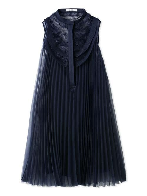 

Мини-платье из плиссированной органзы SWFO244009 NVY [Snidel] Женское