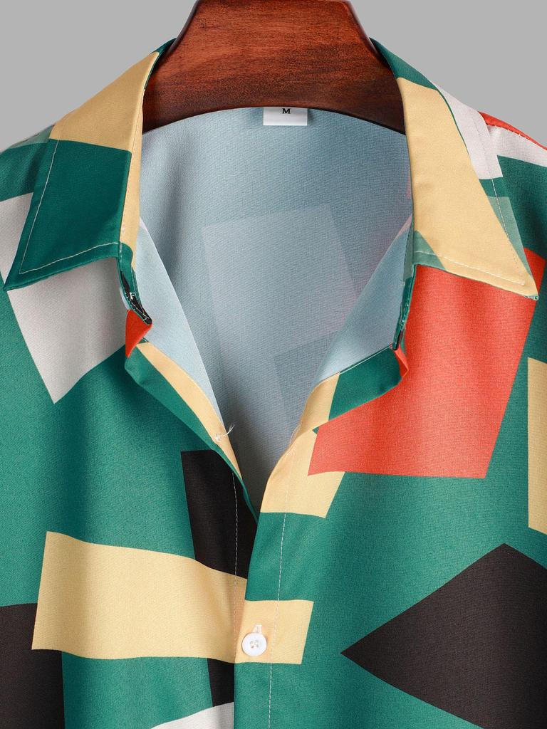 Men's Geometric Short Sleeve Casual Shirt - Summer 2022 Collection