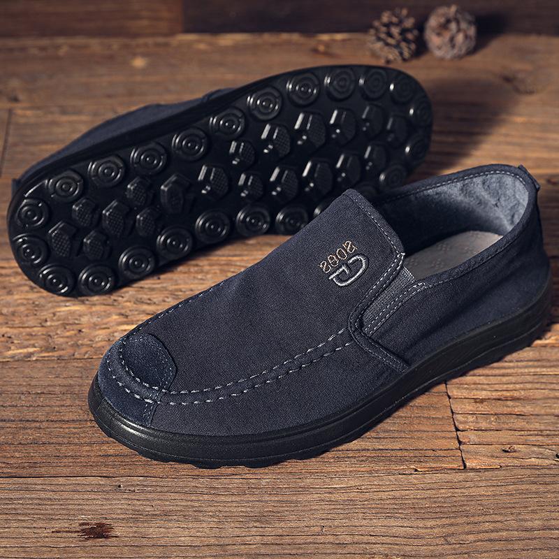 New Old Beijing Cloth Shoes Men's Beef Tendon Sole Shoes Casual Breathable One-pedal Cloth Shoes Comfortable Board Shoes Canvas Shoes